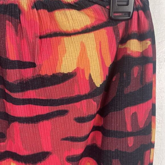 NWT Twiin Y2K Red Orange Black Inferno Mesh‎ Mini Skirt Lettuce Hem Size S - Picture 7 of 7